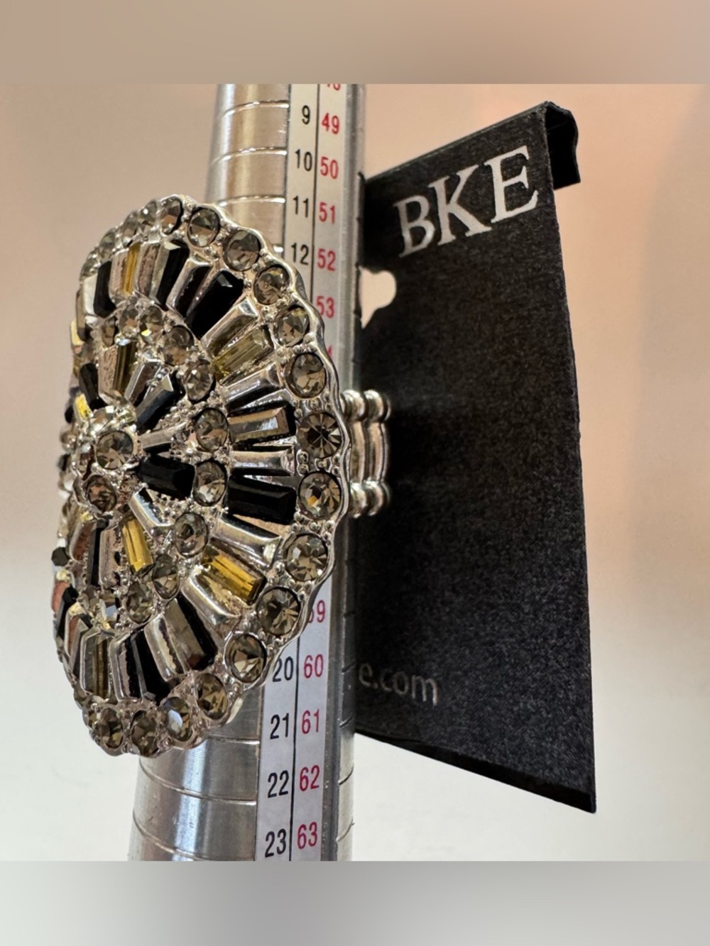 BKE Stretch statement ring with Black Gold and clear rhinestone Accents NWT - Picture 3 of 4